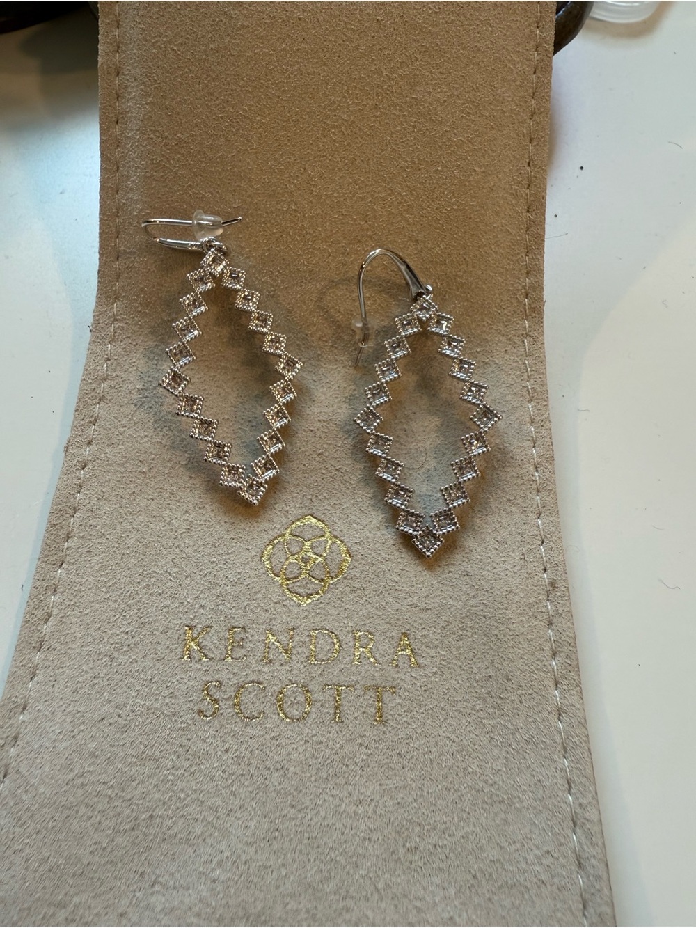 Kendra Scott Silver Diamond-Outline Drop Earrings